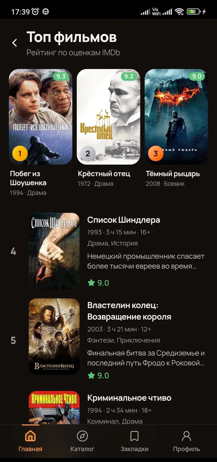 Filmograf — топ фильмов